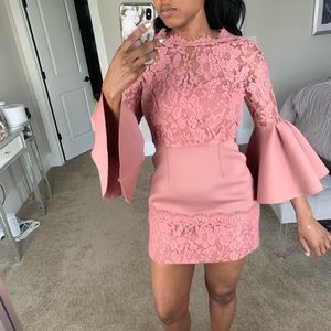 ASOS lace and scuba fluted sleeve mini dress